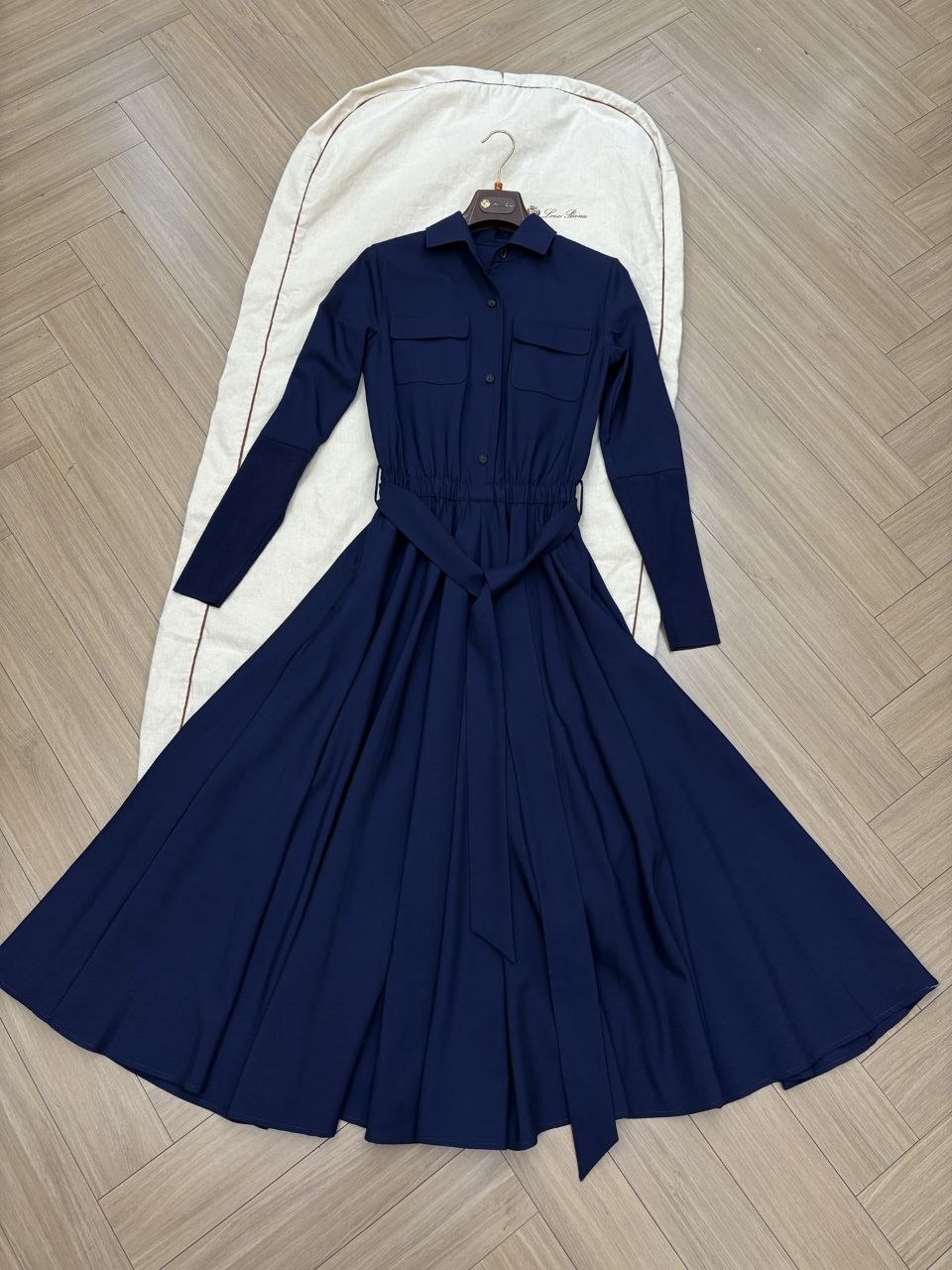 L0r0 P1ana Wool Dress — Navy image 2