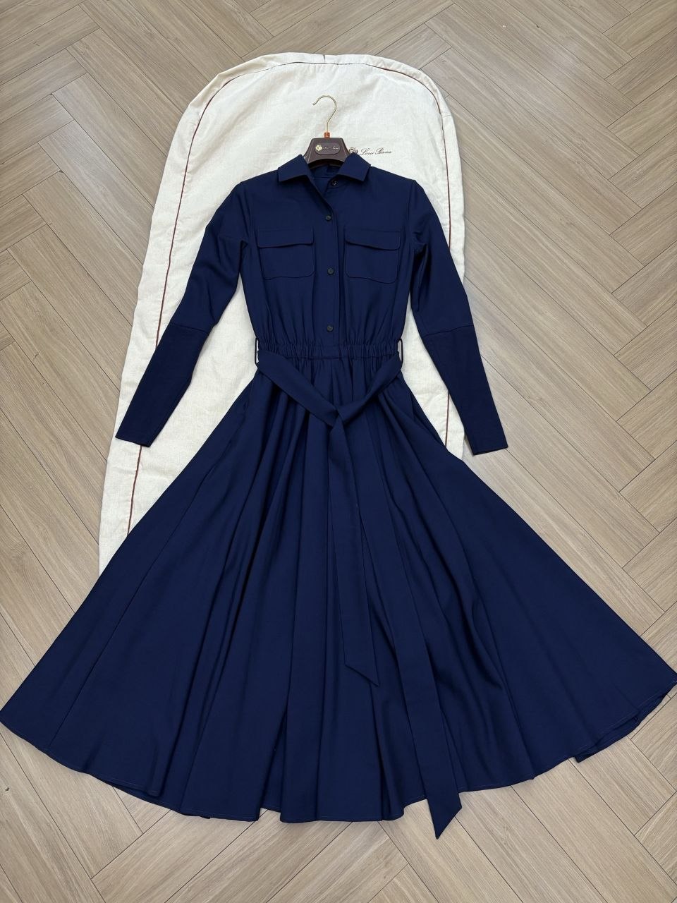 L0r0 P1ana Wool Dress — Navy image 3