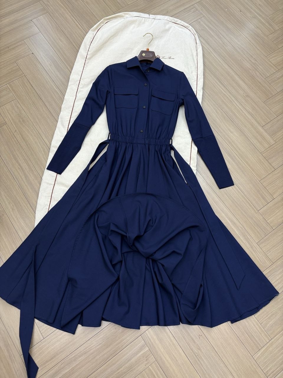 L0r0 P1ana Wool Dress — Navy image 4