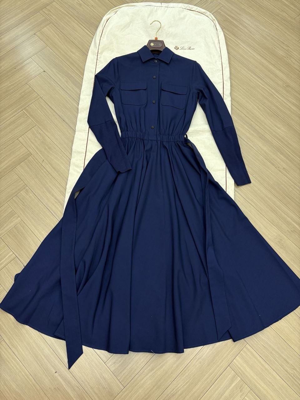 L0r0 P1ana Wool Dress — Navy image 6