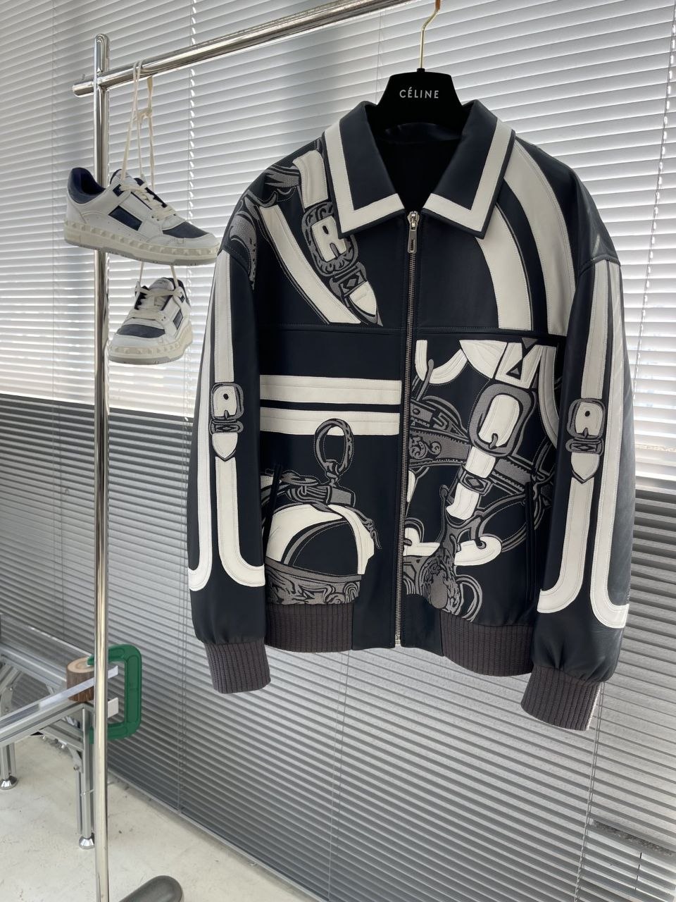H3rmes Colour-Block Leather Jacket