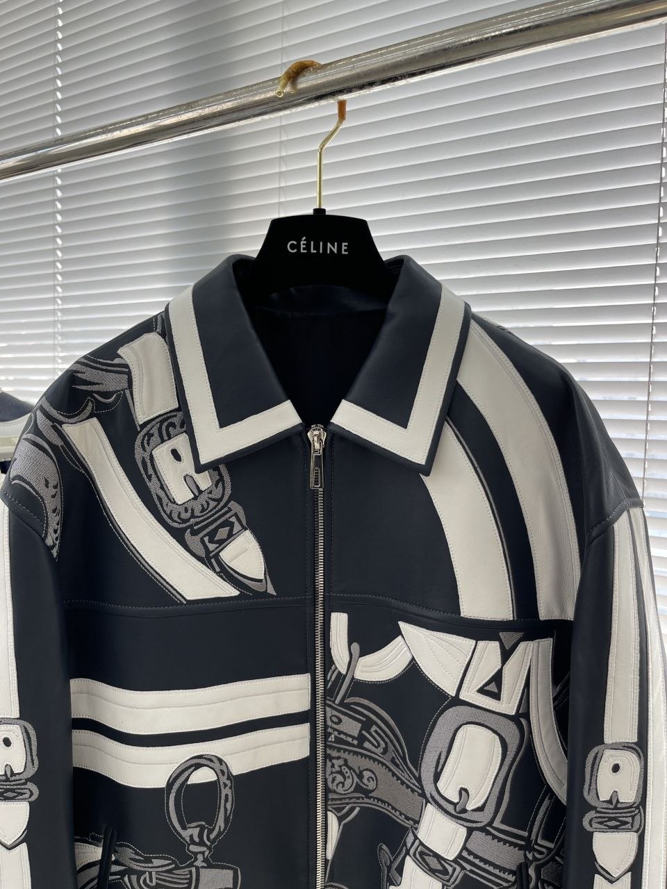 H3rmes Colour-Block Leather Jacket image 3