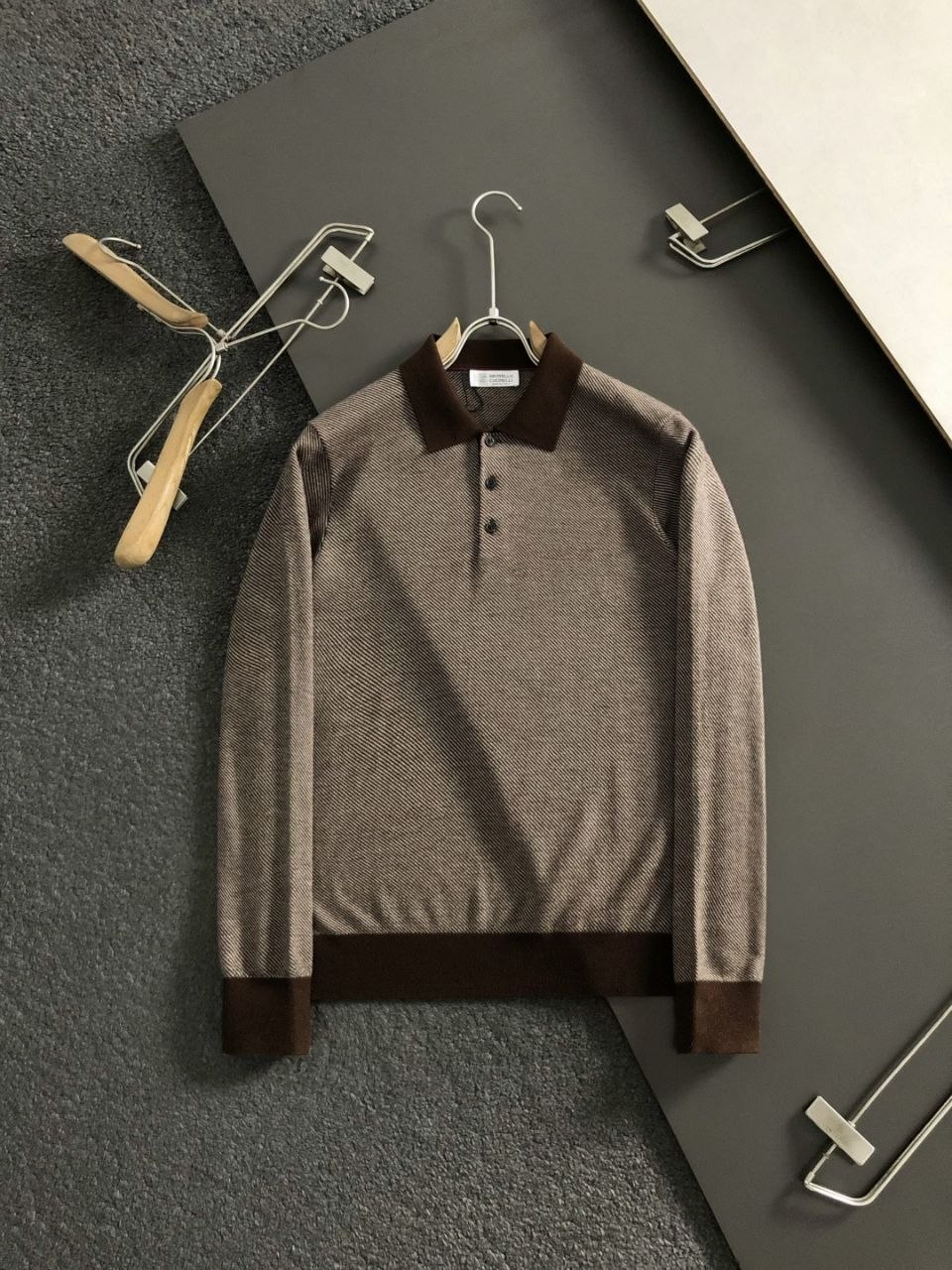 Brun3llo Cuc1nelli Knit Sweater — Khaki image 8