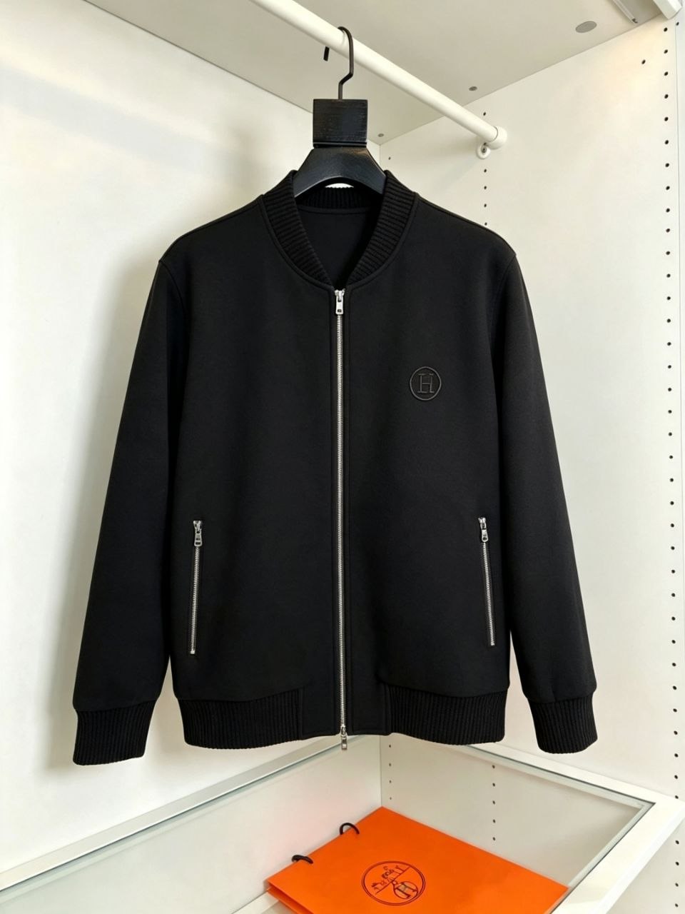 H3rmes Men's Baseball Jacket — Black-Coffee image 3