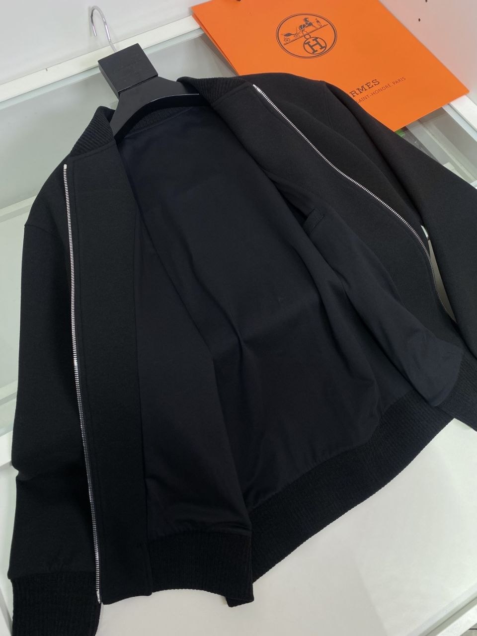 H3rmes Men's Baseball Jacket — Black-Coffee image 9