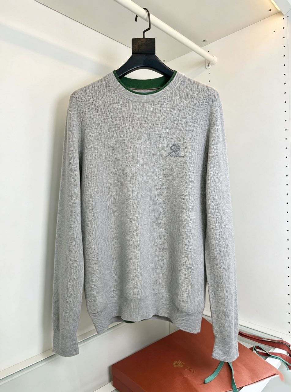 L0r0 P1ana Knit Crewneck Sweater — Coffee-Grey