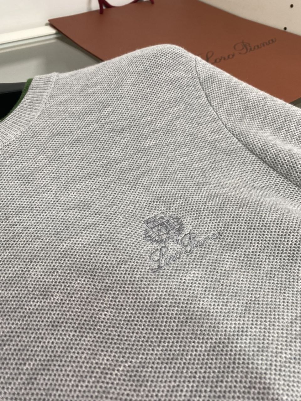 L0r0 P1ana Knit Crewneck Sweater — Coffee-Grey image 7