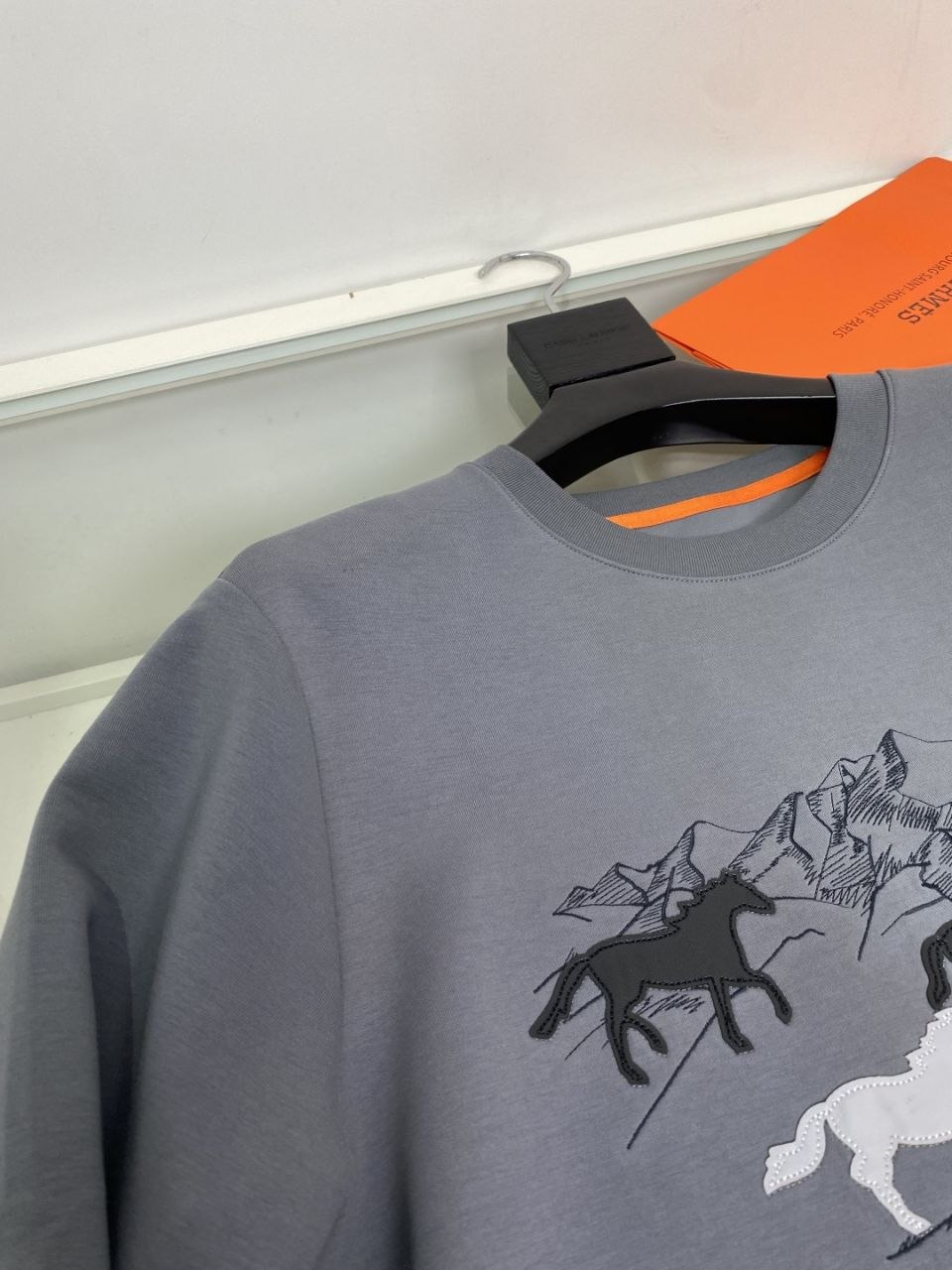 H3rmes Air-Layer Pullover Sweatshirt — Black-Grey-Blue image 4