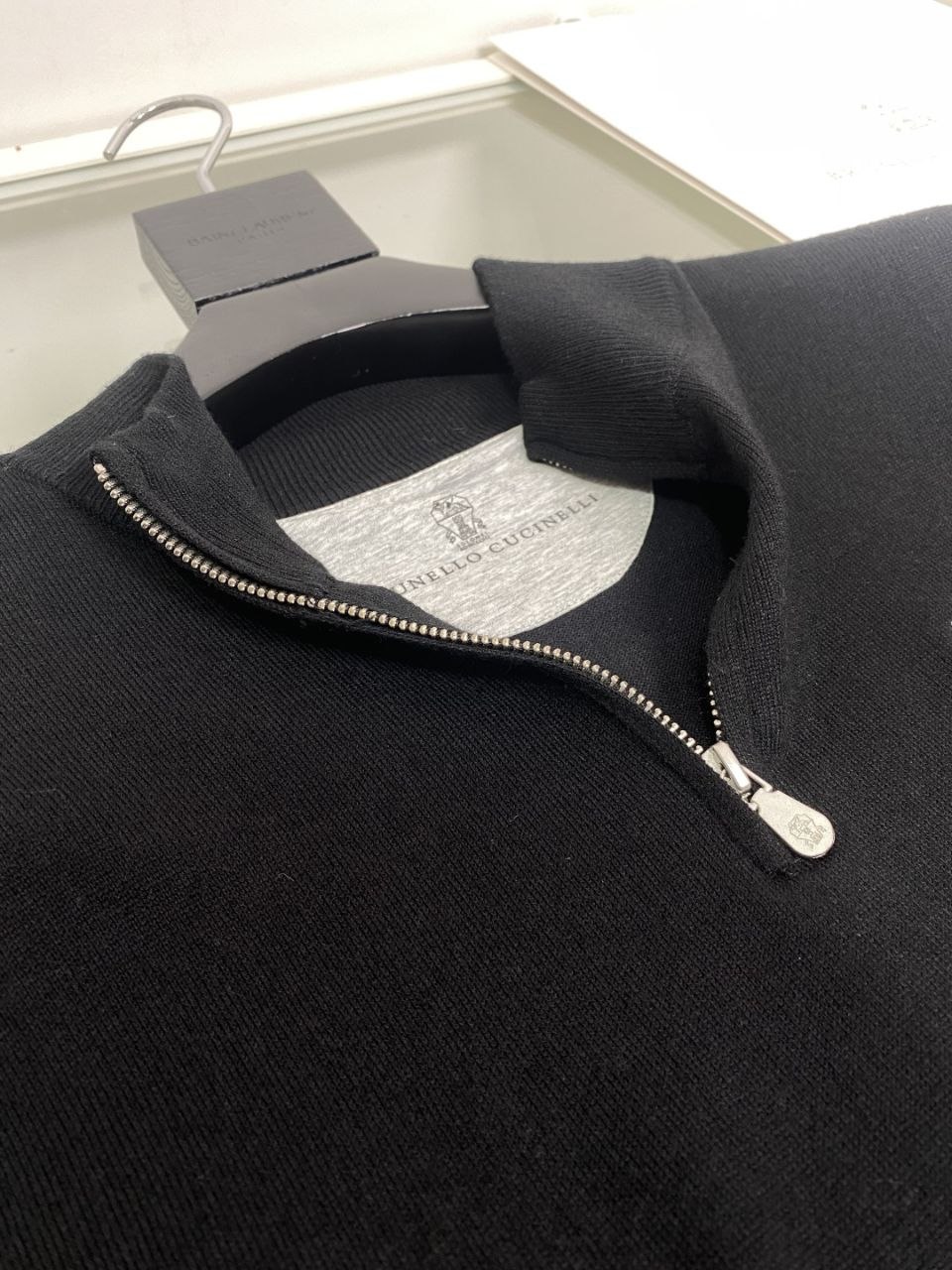 Brun3llo Cuc1nelli Half-Zip Knit — Coffee-Grey-Black image 2