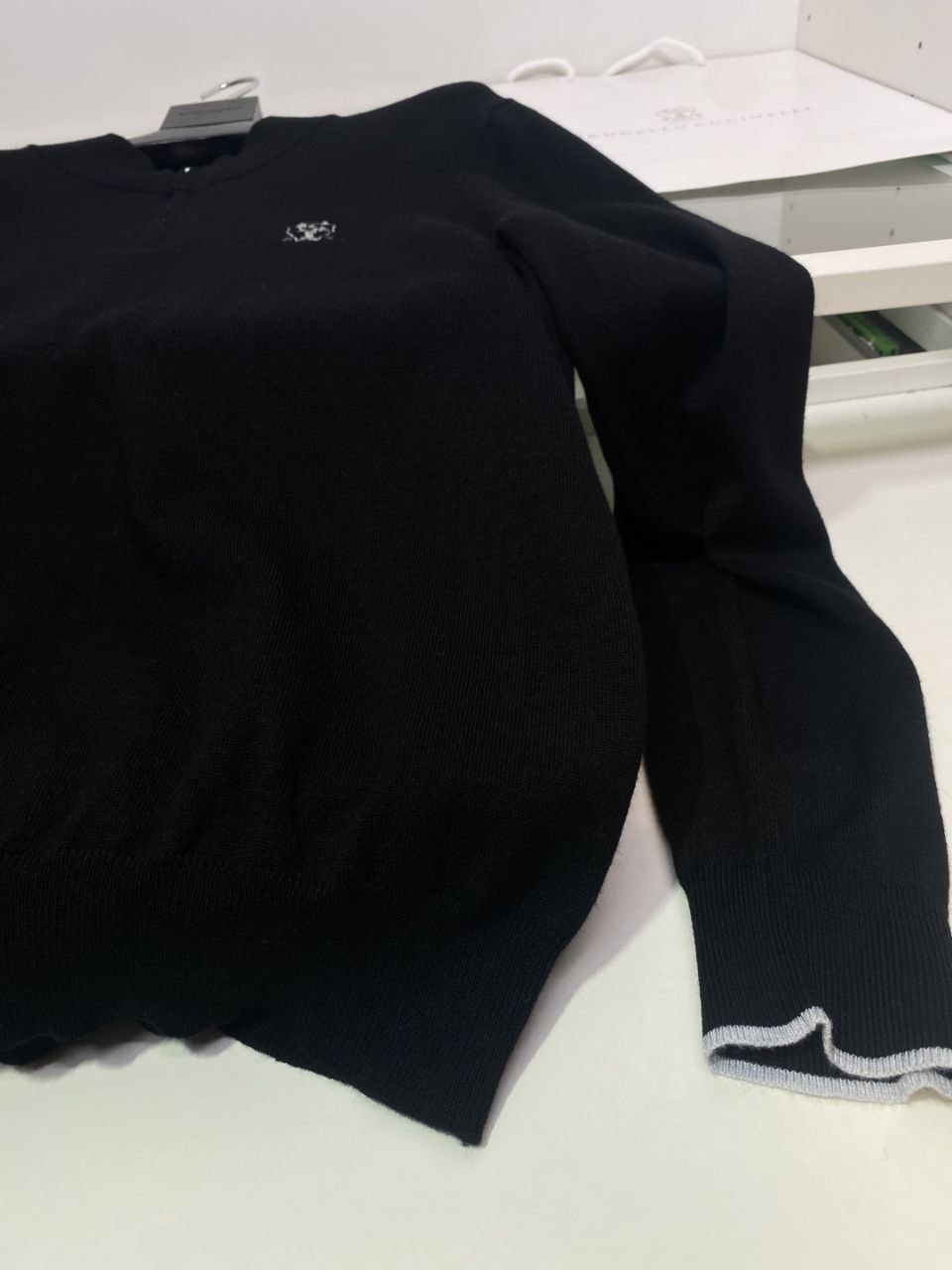 Brun3llo Cuc1nelli Half-Zip Knit — Coffee-Grey-Black image 5