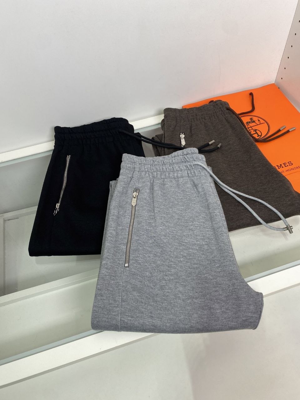 H3rmes Track Pants — Black-Grey-Coffee
