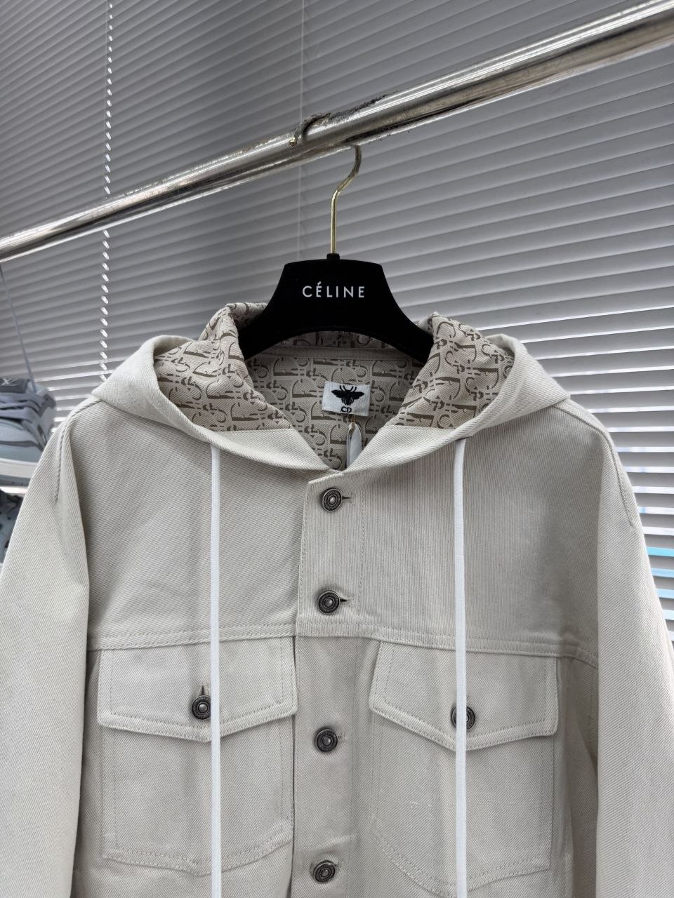 D1or Off-White Hooded Denim Jacket — S-M-L image 4