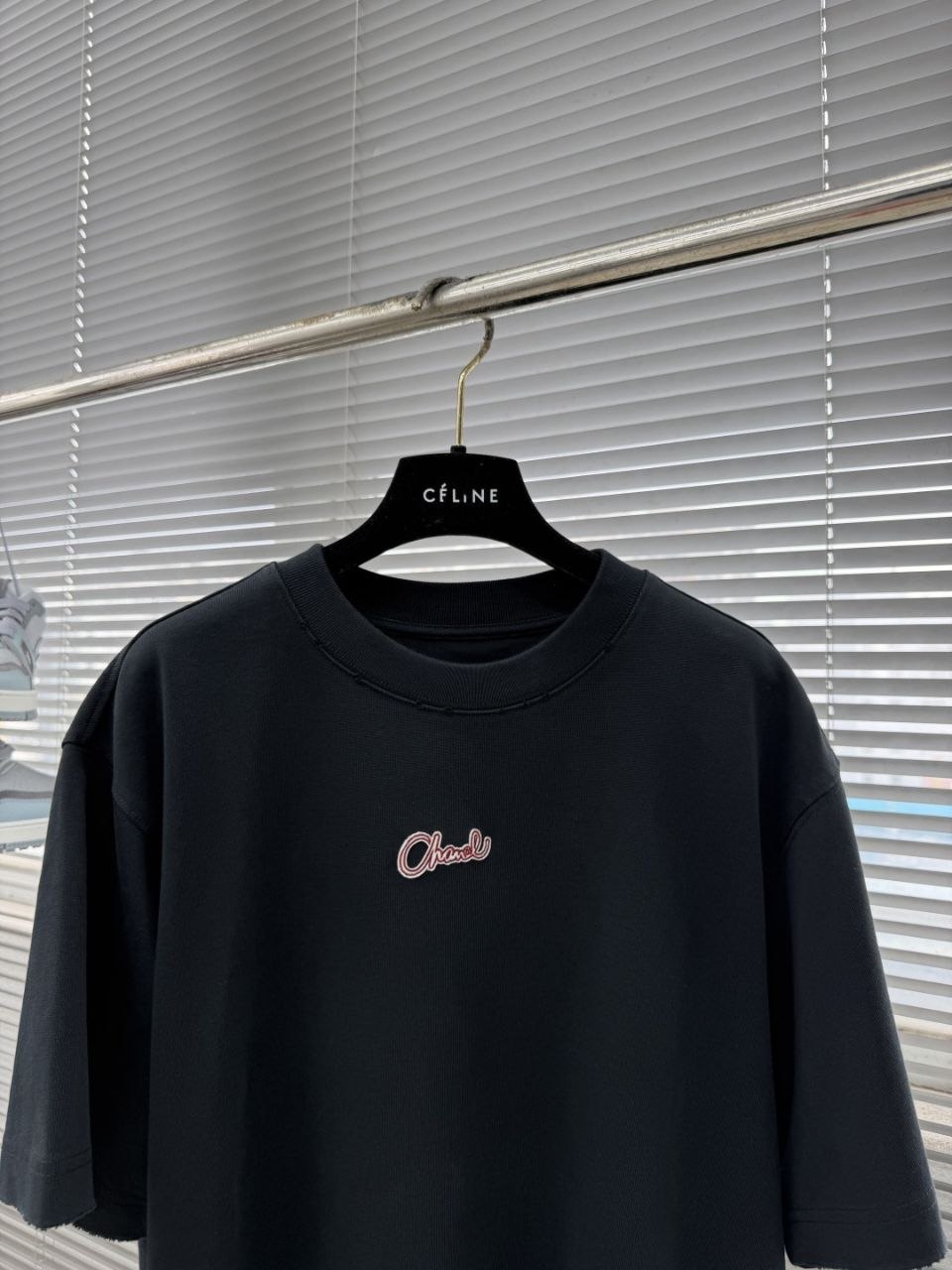 Ch@nel Appliqué-Logo Crewneck Tee — S-XL image 8