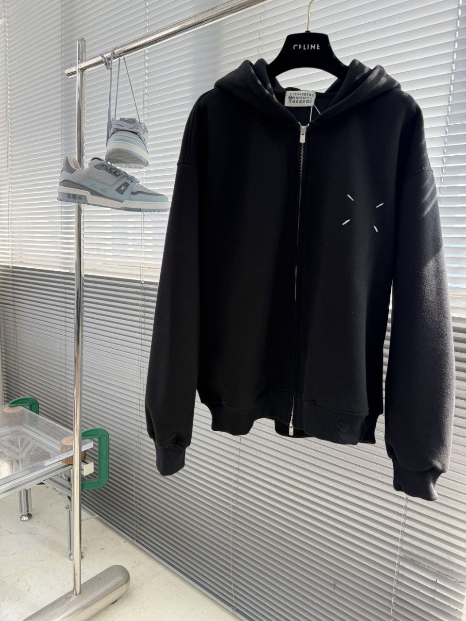 MM6 M@rgiela Four-Stitch Zip Hoodie — Black-Grey image 2