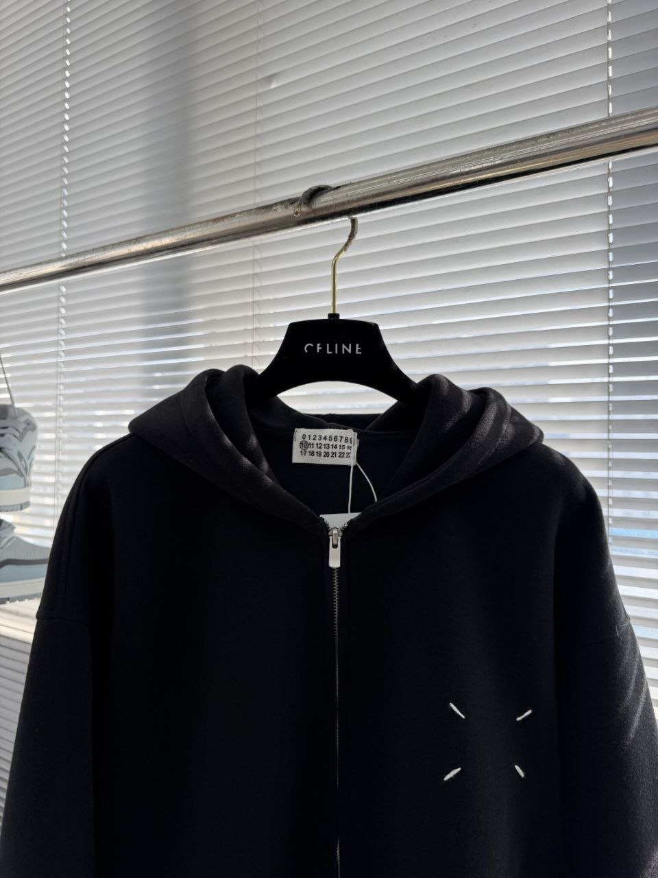 MM6 M@rgiela Four-Stitch Zip Hoodie — Black-Grey image 3