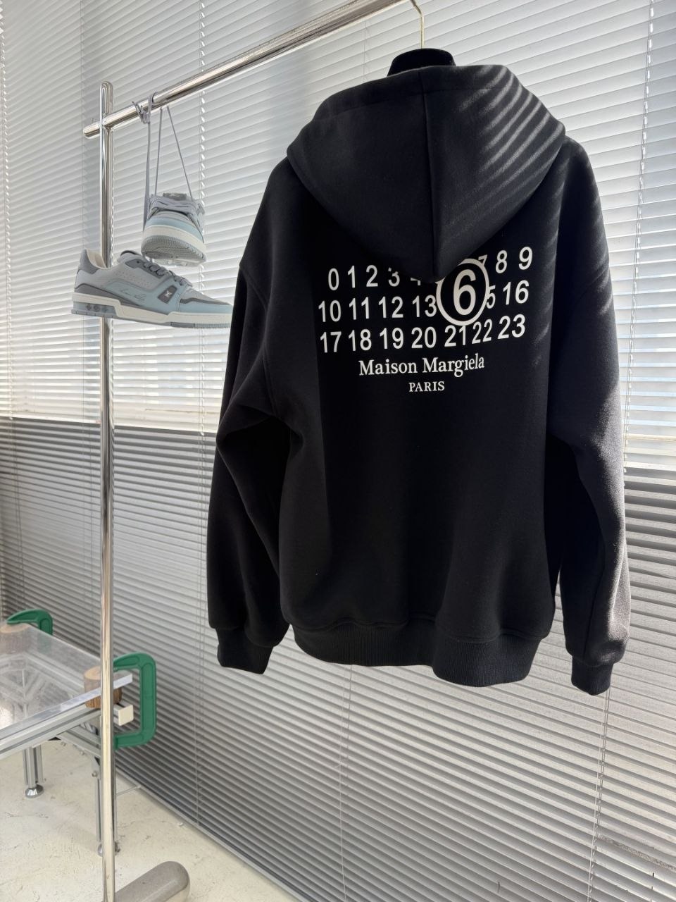 MM6 M@rgiela Four-Stitch Zip Hoodie — Black-Grey image 4