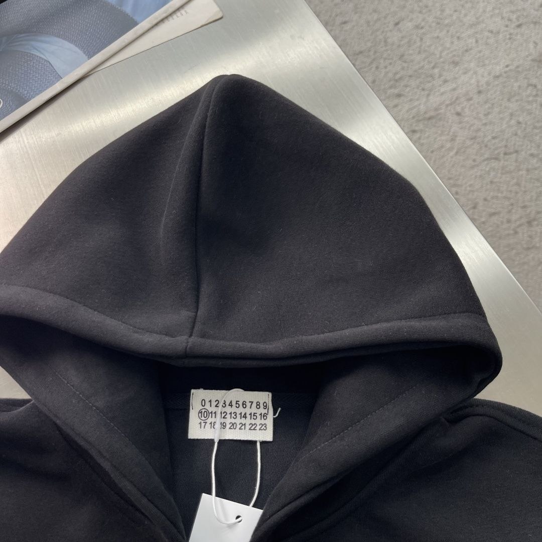 MM6 M@rgiela Four-Stitch Zip Hoodie — Black-Grey image 5