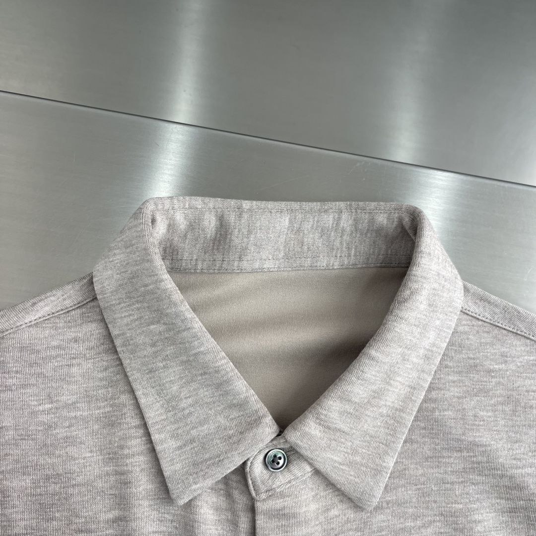 L0r0 P1ana Wool-Tencel Knit Shirt — Apricot-Grey-Black image 2