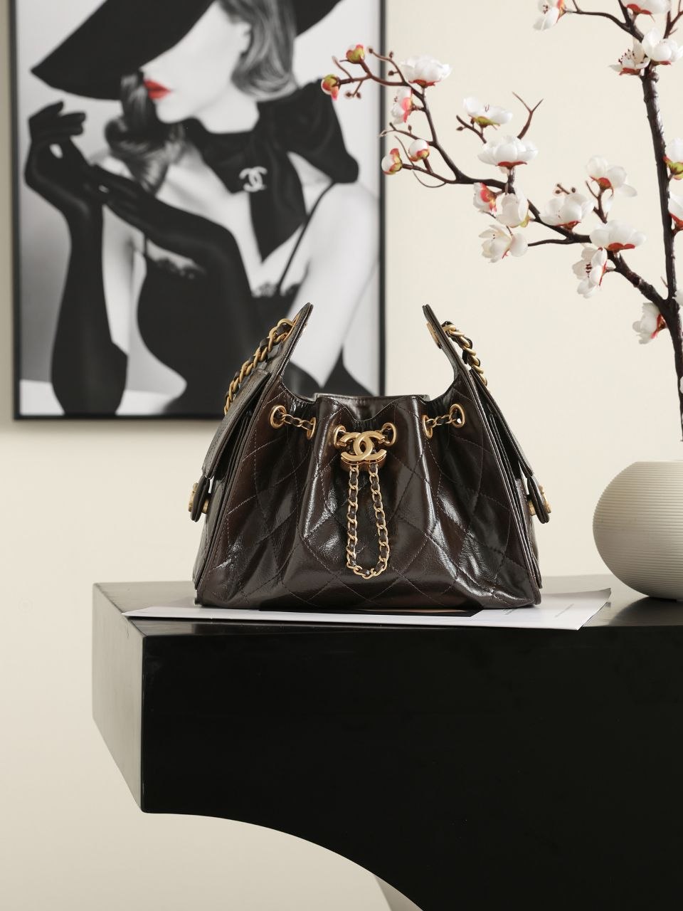 Ch@nel 25A Denim Hobo — Black-Gold