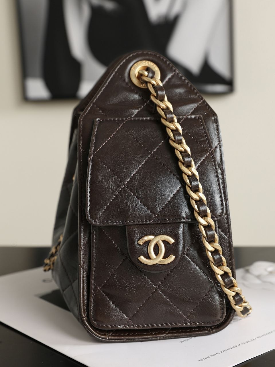 Ch@nel 25A Denim Hobo — Black-Gold image 4