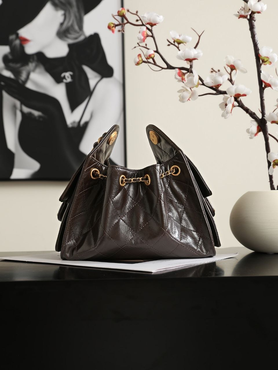 Ch@nel 25A Denim Hobo — Black-Gold image 7