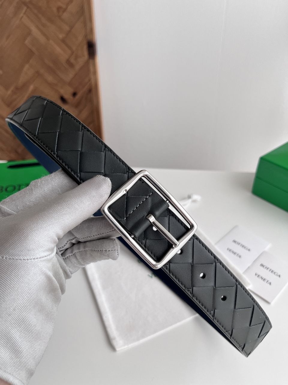 BV Woven Belt — Silver · Graphite-Night
