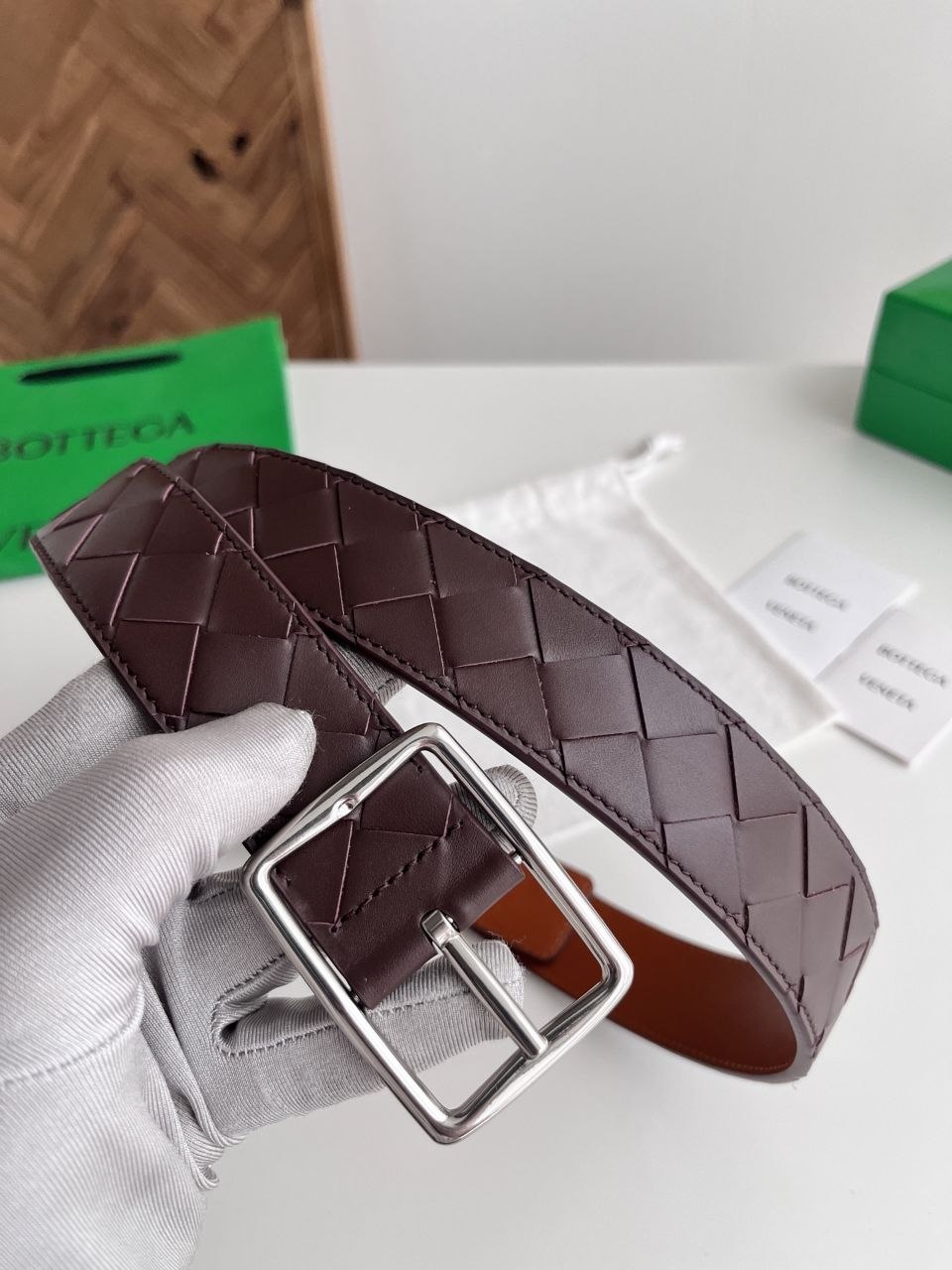 BV Woven Belt — Silver · Caramel-Honey image 2