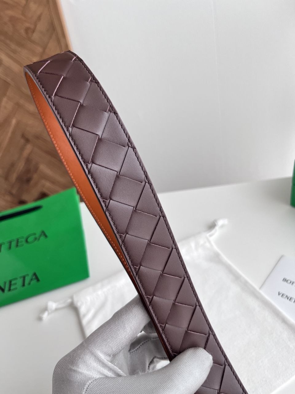 BV Woven Belt — Silver · Caramel-Honey image 4