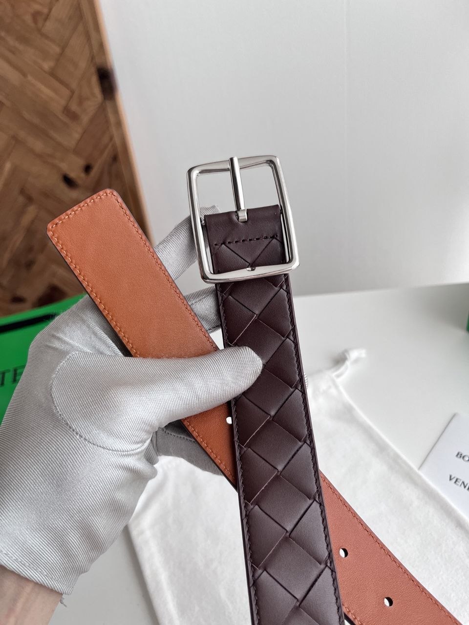 BV Woven Belt — Silver · Caramel-Honey image 6