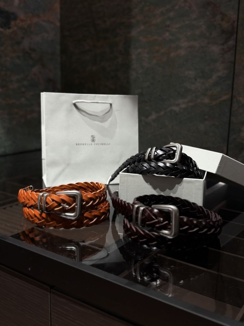 Brun3llo Cuc1nelli Woven Belt — 3.0cm image 2